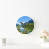 風光明媚な湖山反射 ラウンド壁時計 (ホーム)