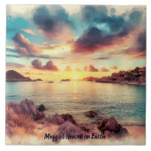 風光明媚な湾、水色、地球の天国 タイル (正面)