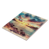 風光明媚な湾、水色、地球の天国 タイル (側面)