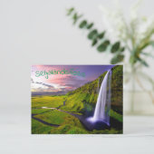風光明媚な滝の夕日 ポストカード (スタンド正面)