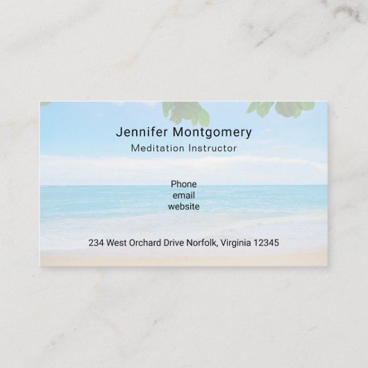 風光明媚な熱帯ビーチサンサンド&サーフ 名刺 (裏面)