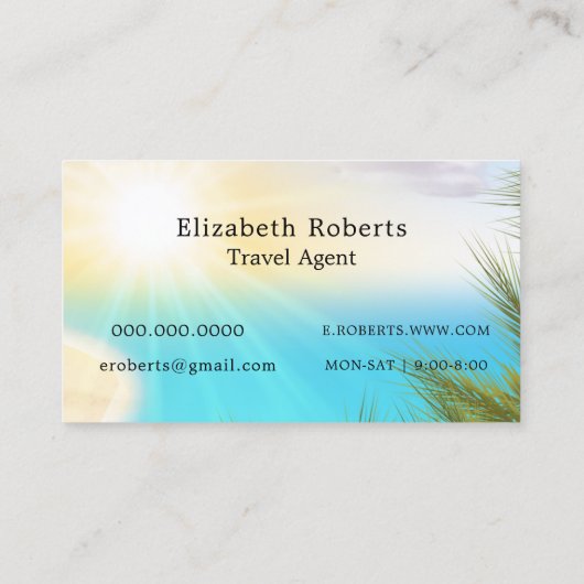 風光明媚な熱帯ビーチ旅行代理店の名刺 名刺 (裏面)