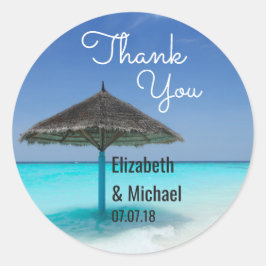 風光明媚な熱帯ビーチ結婚式感謝してい ラウンドシール
