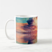 風光明媚な熱気球サンライズティール（緑がかった色）あなたの名前マグカップ コーヒーマグカップ (左)