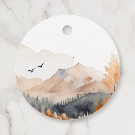 風光明媚な秋の山の森を私たちは心から待つことができる フェイバータグ (裏面)