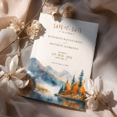 風光明媚な秋の山の水の色を保存する日付 招待状