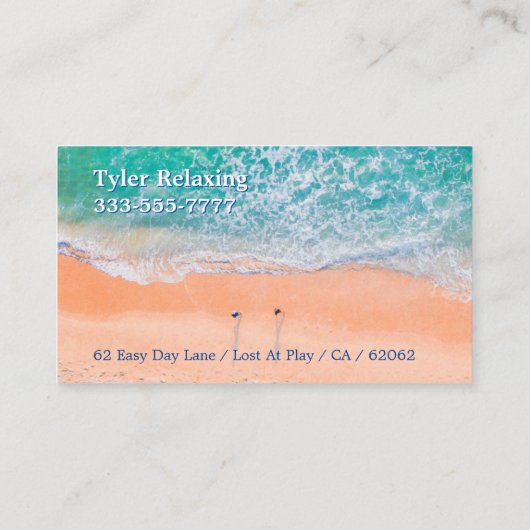 風光明媚な空おもしろい上のビーチシーン、DIY Gag 名刺 (裏面)
