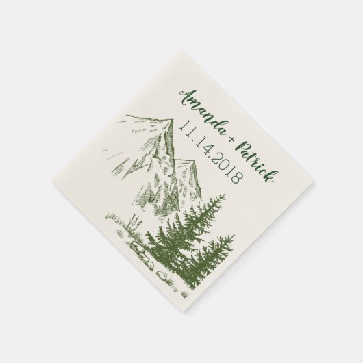 風光明媚な素朴マウンテンウェディングレセプションナプキン スタンダードカクテルナプキン (角)