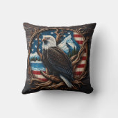 風光明媚な背景に立ち向かうアメリカのワシ クッション (裏面)
