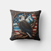 風光明媚な背景に立ち向かうアメリカのワシ クッション (正面)