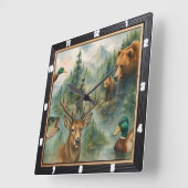 風光明媚な自然野生生物林 スクエア壁時計 (傾斜)