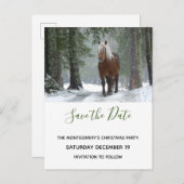 風光明媚な茶色の馬の写真クリスマスデートを保存 インビテーションポストカード (正面/裏面)