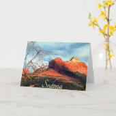 風光明媚な赤い岩セドナの折り畳み挨拶 カード (黄色い花)