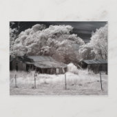 風光明媚な遺棄された農場建物 ポストカード (正面)