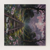 風光明媚な鉄道線路パズル（木と花） ジグソーパズル (横)