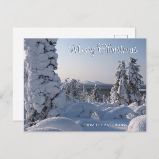 風光明媚な雪の風景メリークリスマス ポストカード (正面/裏面)