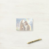 風光明媚な風景の中でパロミノの馬を持つイエス ポストイット (デスク上)