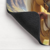 風光明媚な風景の中でパロミノの馬を持つイエス マウスパッド (コーナー)