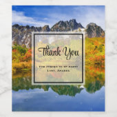 風光明媚な風景の森と山ありがとう ワインラベル (シングルラベル)