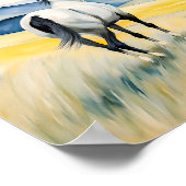 風光明媚な風景を見下ろす馬 ポスター (角)