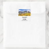 風光明媚な風景林と山のロウソク スクエアシール (バッグ)