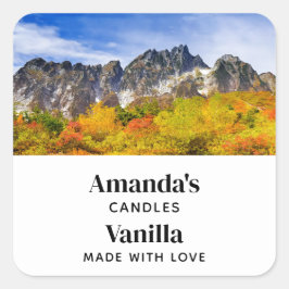 風光明媚な風景林と山のロウソク スクエアシール