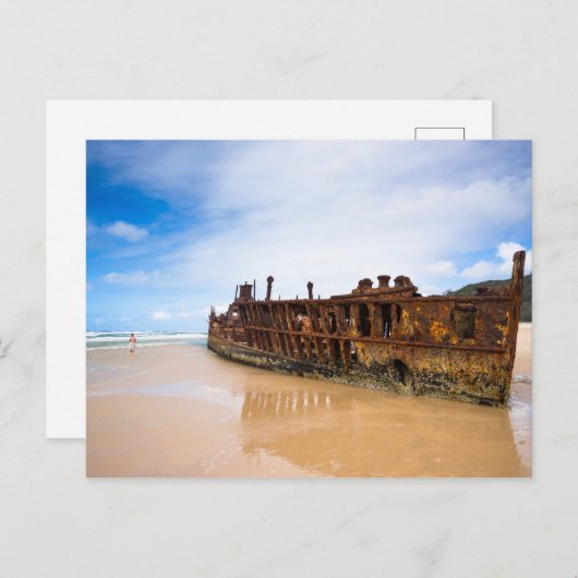 風光明媚な風景Maheno船レックビーチオーストラリア ポストカード (正面/裏面)