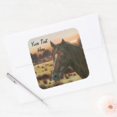 風光明媚ウマ科のなポートレート栗の馬茶色の馬 スクエアシール (封筒)