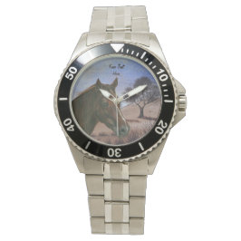 風光明媚ウマ科のなポートレート栗の馬茶色の馬 腕時計