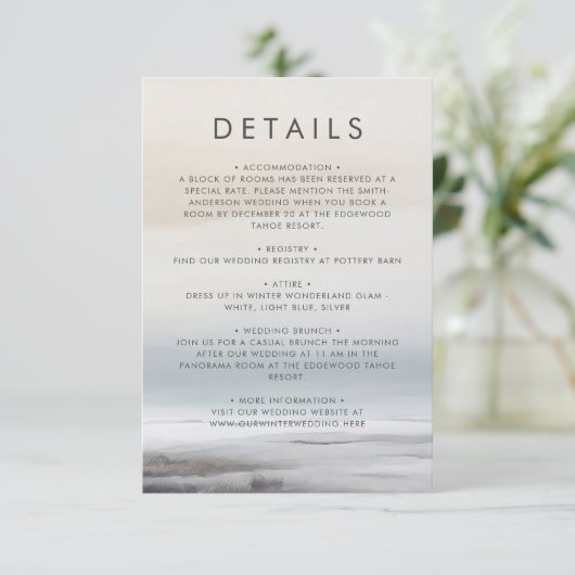 風光明媚エレガントな抽象芸術景観冬の結婚式 エンクロージャーカード (スタンド正面)