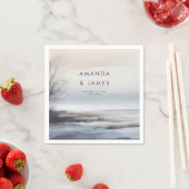 風光明媚エレガントな抽象芸術景観冬の結婚式 スタンダードカクテルナプキン (インサイチュ)