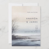 風光明媚エレガントな抽象芸術景観冬の結婚式 セーブザデート (正面)
