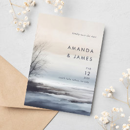 風光明媚エレガントな抽象芸術景観冬の結婚式 セーブザデート