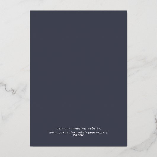 風光明媚エレガントな抽象芸術景観冬の結婚式 箔招待状 (裏面)