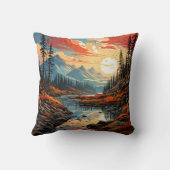 風光明媚カラフルな秋の風景イラストレーション クッション (裏面)