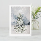 風光明媚モダンな森の雪のクリスマスツリー シーズンカード (スタンド正面)