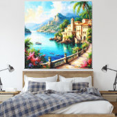 風光明媚地中海のな沿岸村 キャンバスプリント (インサイチュ (寝室))
