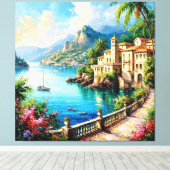 風光明媚地中海のな沿岸村 キャンバスプリント (インサイチュ (ウッドフロア))