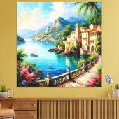 風光明媚地中海のな沿岸村 キャンバスプリント (インサイチュ (リビング))