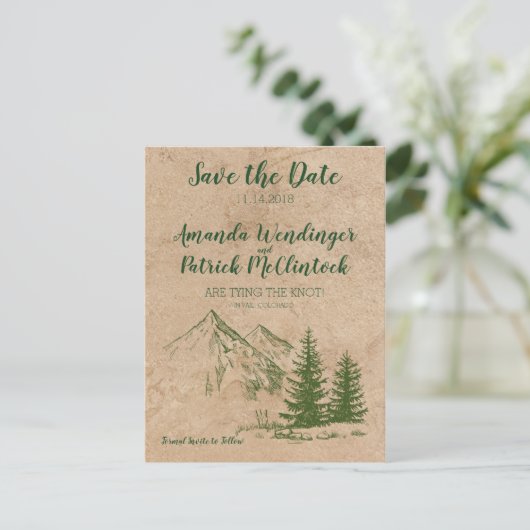 風光明媚素朴な山の日付はがきを保存 案内ポストカード (スタンド正面)