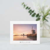 風凍ってい車と葦で川の上の日の出 ポストカード (スタンド正面)