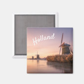 風凍ってい車と葦で川の上の日の出 マグネット (正面/裏面)