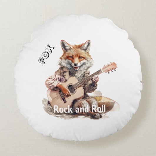 風刺漫画アニマルキツネAミュージカル ラウンドクッション (正面)