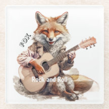 風刺画のキャラクター 動物 キツネ 音楽