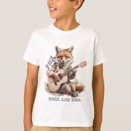 風刺画のキャラクター 動物 キツネ 音楽 Tシャツ