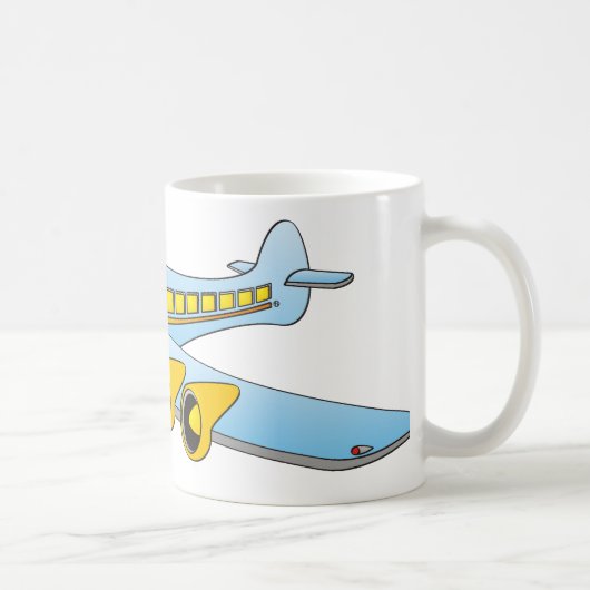 風刺画のジェット旅客機青 コーヒーマグカップ (右)
