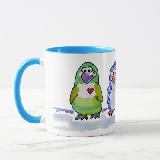 風刺画クールペンギンのリンガーマグ マグカップ (左)