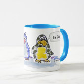 風刺画クールペンギンのリンガーマグ マグカップ (正面右)