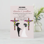 風刺画結婚式招待状 招待状 (スタンド正面)