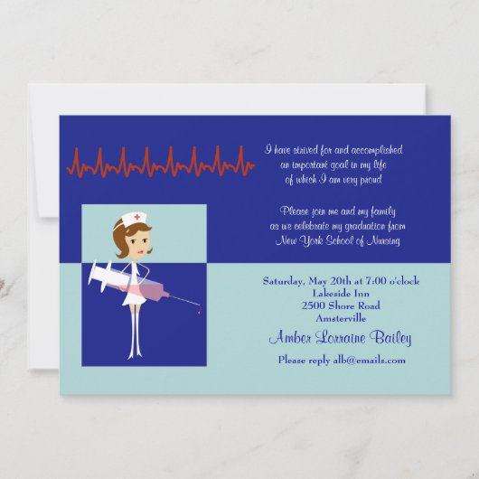 風刺画 看護学校 卒業招待状 #2 招待状 (正面)